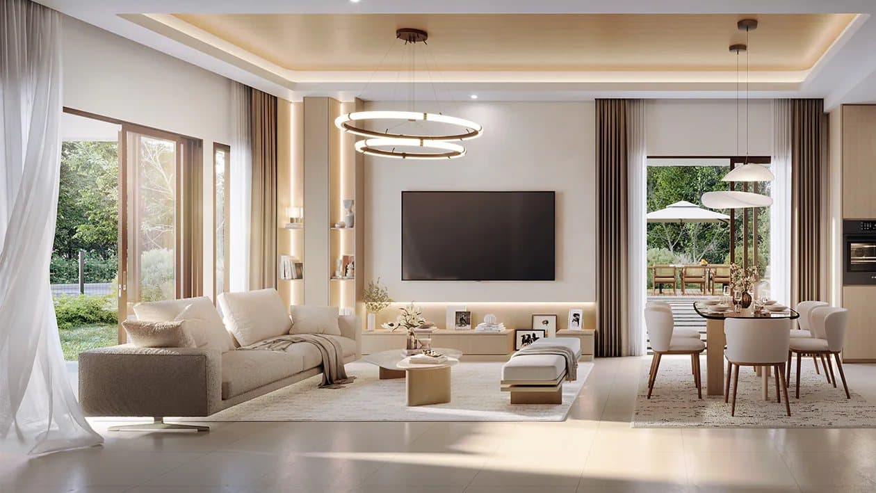 Living and dining area of a landed home at Setia Bayuemas