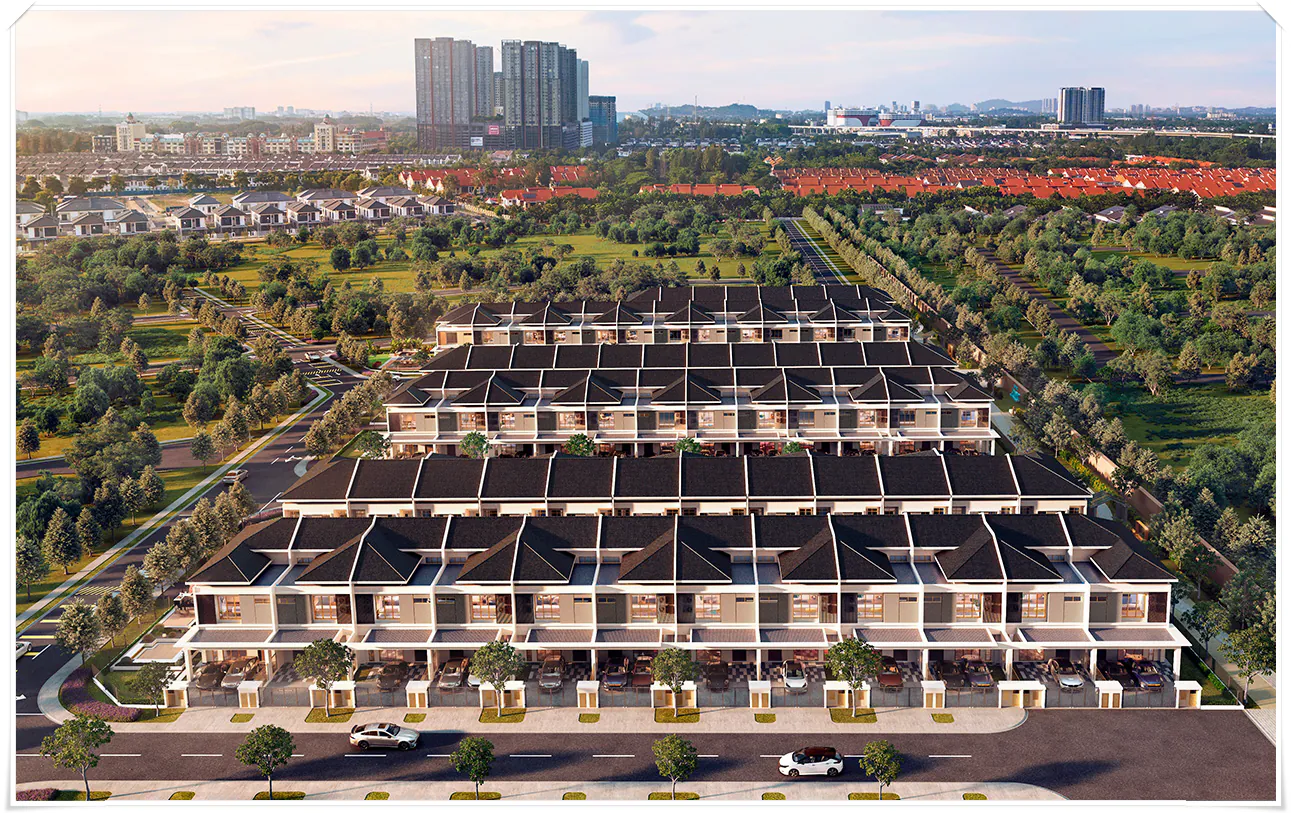 Aerial view of the Setia Bayuemas township and Lake Park
